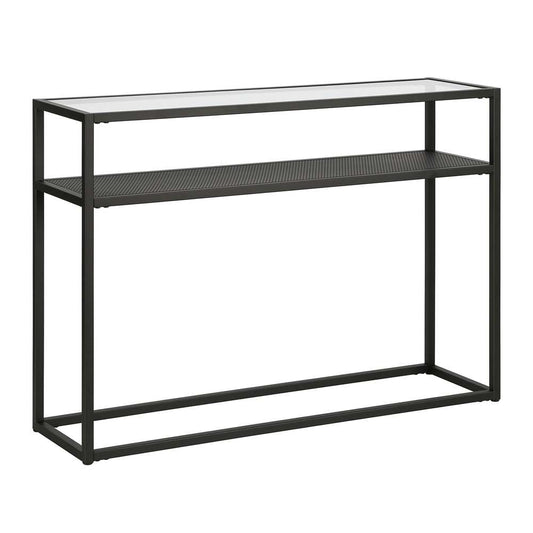 Hudson & Canal - Nellie 42in Wide Rectangular Console Table with Metal Mesh Shelf in Blackened Bronze - AT0415 veiw 1