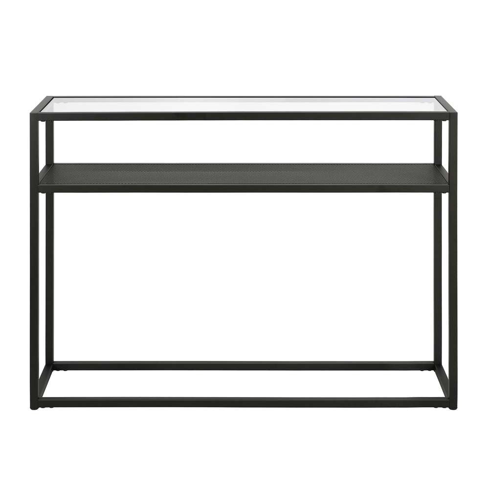 Hudson & Canal - Nellie 42in Wide Rectangular Console Table with Metal Mesh Shelf in Blackened Bronze - AT0415 veiw 3