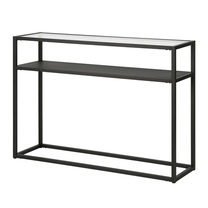 Hudson & Canal - Nellie 42in Wide Rectangular Console Table with Metal Mesh Shelf in Blackened Bronze - AT0415 veiw 4