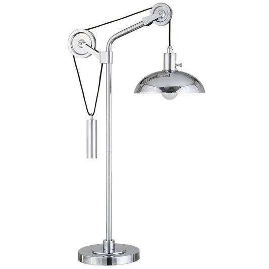 Hudson & Canal - Neo 33.5in Tall Solid Wheel Pulley System Table Lamp with Metal Shade in Polished Nickel/Polished Nickel - TL0749 veiw 1