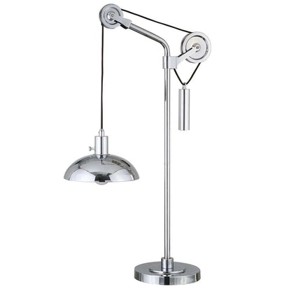 Hudson & Canal - Neo 33.5in Tall Solid Wheel Pulley System Table Lamp with Metal Shade in Polished Nickel/Polished Nickel - TL0749 veiw 3