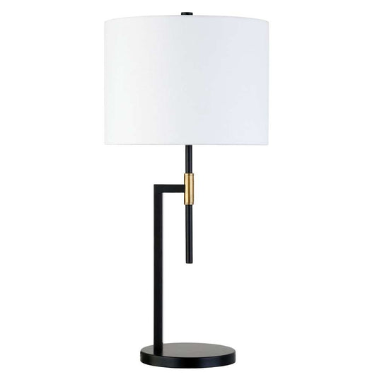 Hudson & Canal - Nico 25in Tall Table Lamp with Fabric Shade in Matte Black/Brass - TL1467 veiw 1