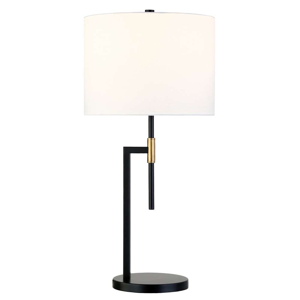 Hudson & Canal - Nico 25in Tall Table Lamp with Fabric Shade in Matte Black/Brass - TL1467 veiw 3