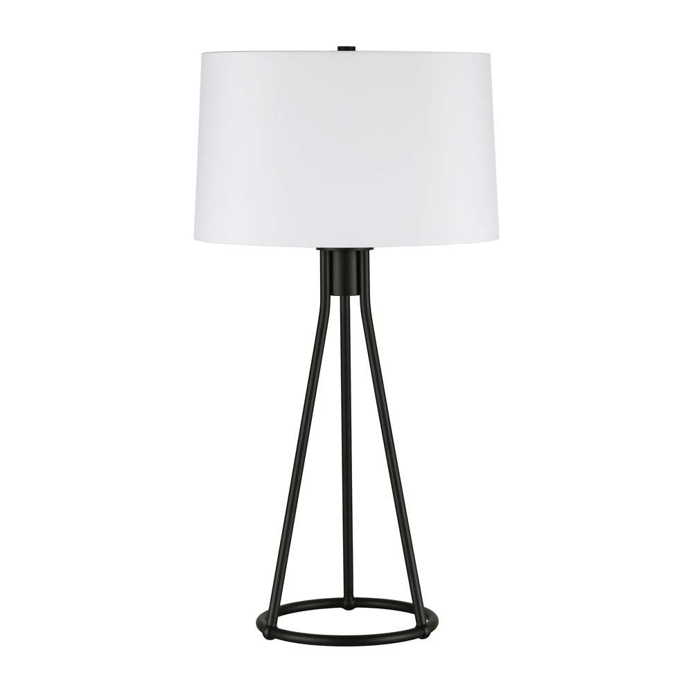 Hudson & Canal - Nova 28in Tall Table Lamp with Fabric Shade in Blackened Bronze/White - TL0393 veiw 1