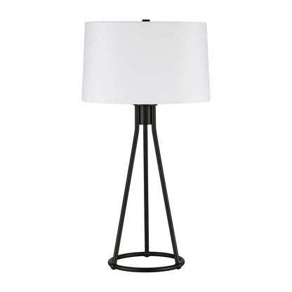 Hudson & Canal - Nova 28in Tall Table Lamp with Fabric Shade in Blackened Bronze/White - TL0393 veiw 1