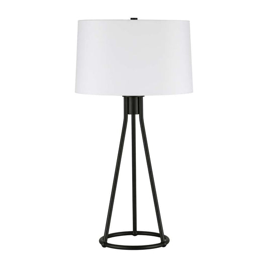 Hudson & Canal - Nova 28in Tall Table Lamp with Fabric Shade in Blackened Bronze/White - TL0393 veiw 1