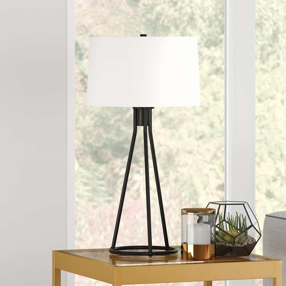 Hudson & Canal - Nova 28in Tall Table Lamp with Fabric Shade in Blackened Bronze/White - TL0393 veiw 2