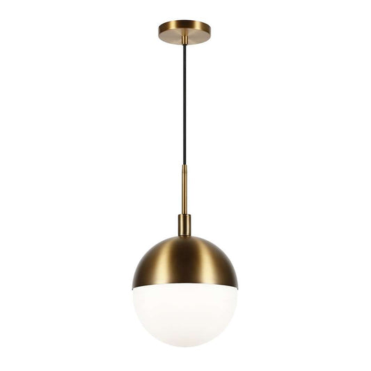 Hudson & Canal - Orb 10in Wide Large Pendant with Glass Shade in Brass/White Milk - PD0333 veiw 1