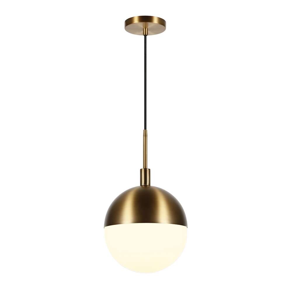 Hudson & Canal - Orb 10in Wide Large Pendant with Glass Shade in Brass/White Milk - PD0333 veiw 3