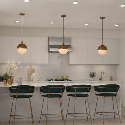Hudson & Canal - Orb 10in Wide Large Pendant with Glass Shade in Brass/White Milk - PD0333