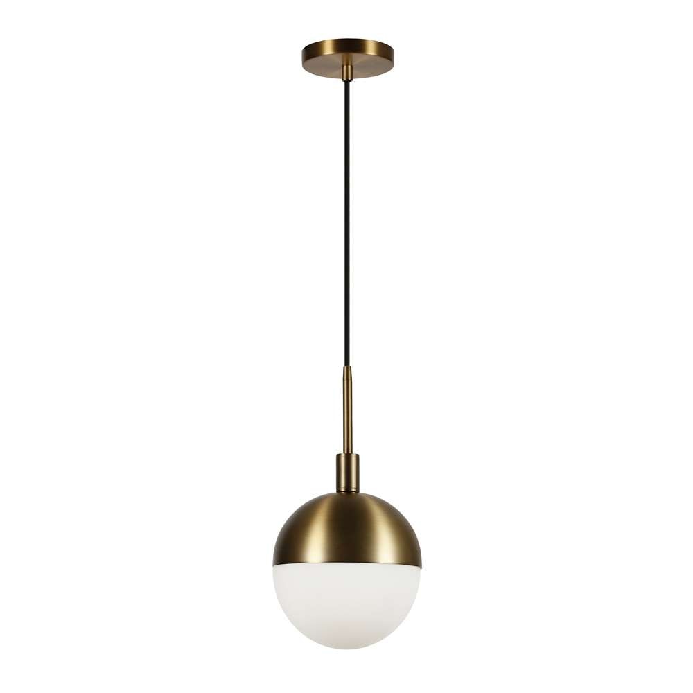 Hudson & Canal - Orb 8in Wide Small Pendant with Glass Shade in Brass/White Milk - PD0332 veiw 1