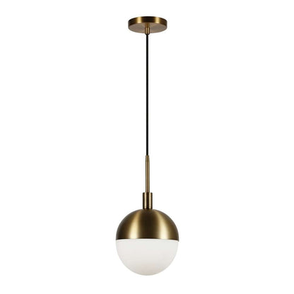 Hudson & Canal - Orb 8in Wide Small Pendant with Glass Shade in Brass/White Milk - PD0332 veiw 1