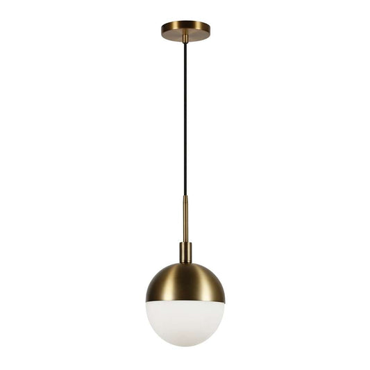 Hudson & Canal - Orb 8in Wide Small Pendant with Glass Shade in Brass/White Milk - PD0332 veiw 1