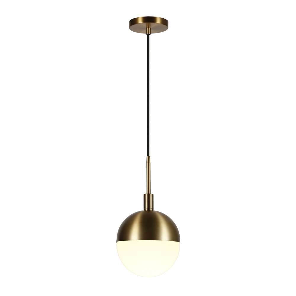 Hudson & Canal - Orb 8in Wide Small Pendant with Glass Shade in Brass/White Milk - PD0332 veiw 3