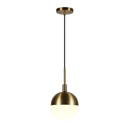 Hudson & Canal - Orb 8in Wide Small Pendant with Glass Shade in Brass/White Milk - PD0332 veiw 3