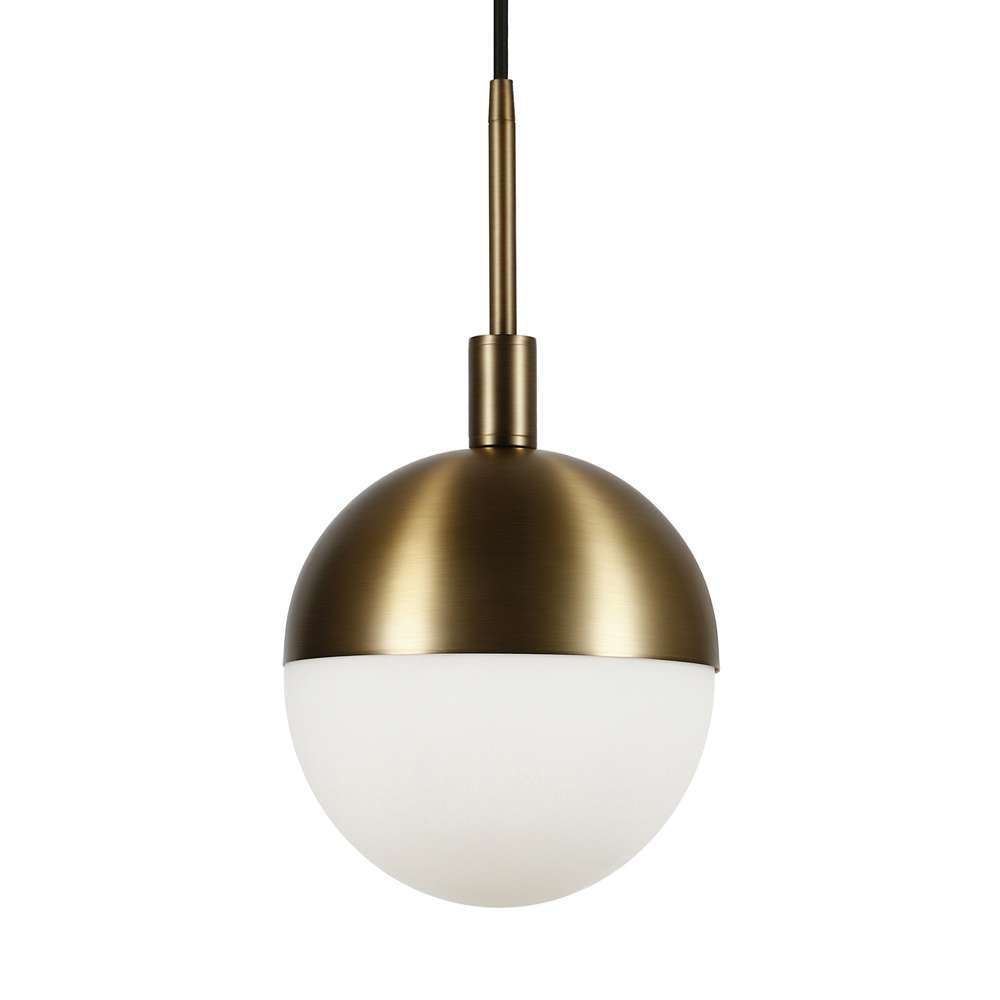 Hudson & Canal - Orb 8in Wide Small Pendant with Glass Shade in Brass/White Milk - PD0332 veiw 4