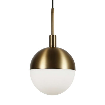 Hudson & Canal - Orb 8in Wide Small Pendant with Glass Shade in Brass/White Milk - PD0332 veiw 4