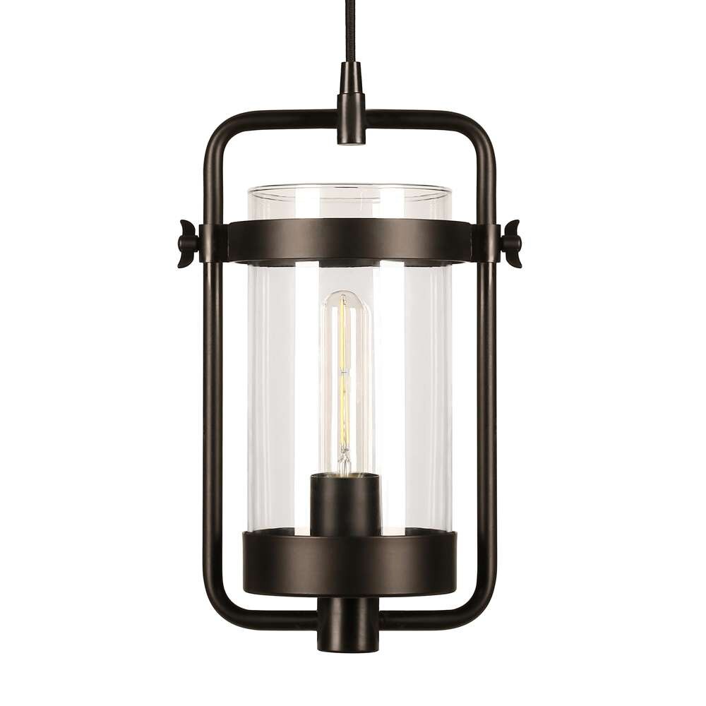 Hudson & Canal - Orion 11in Wide Industrial Pendant with Glass Shade in Blackened Bronze/Clear - PD0247 veiw 3