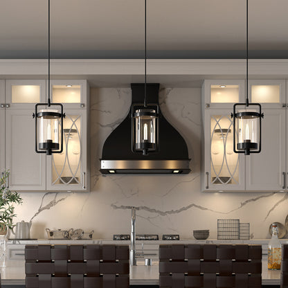 Hudson & Canal - Orion 11in Wide Industrial Pendant with Glass Shade in Blackened Bronze/Clear - PD0247
