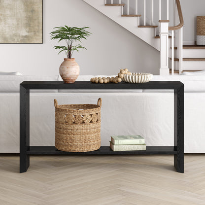 Hudson & Canal - Osman 55in Wide Rectangular Console Table in Black Grain - AT2364