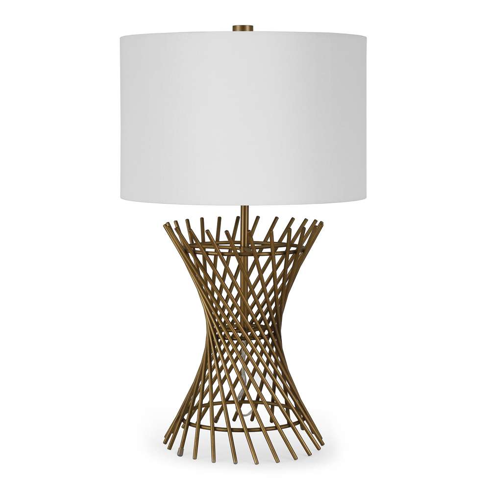 Hudson & Canal - Otho 25in Tall Table Lamp with Fabric Shade in Antique Brass/White - TL0023 veiw 1