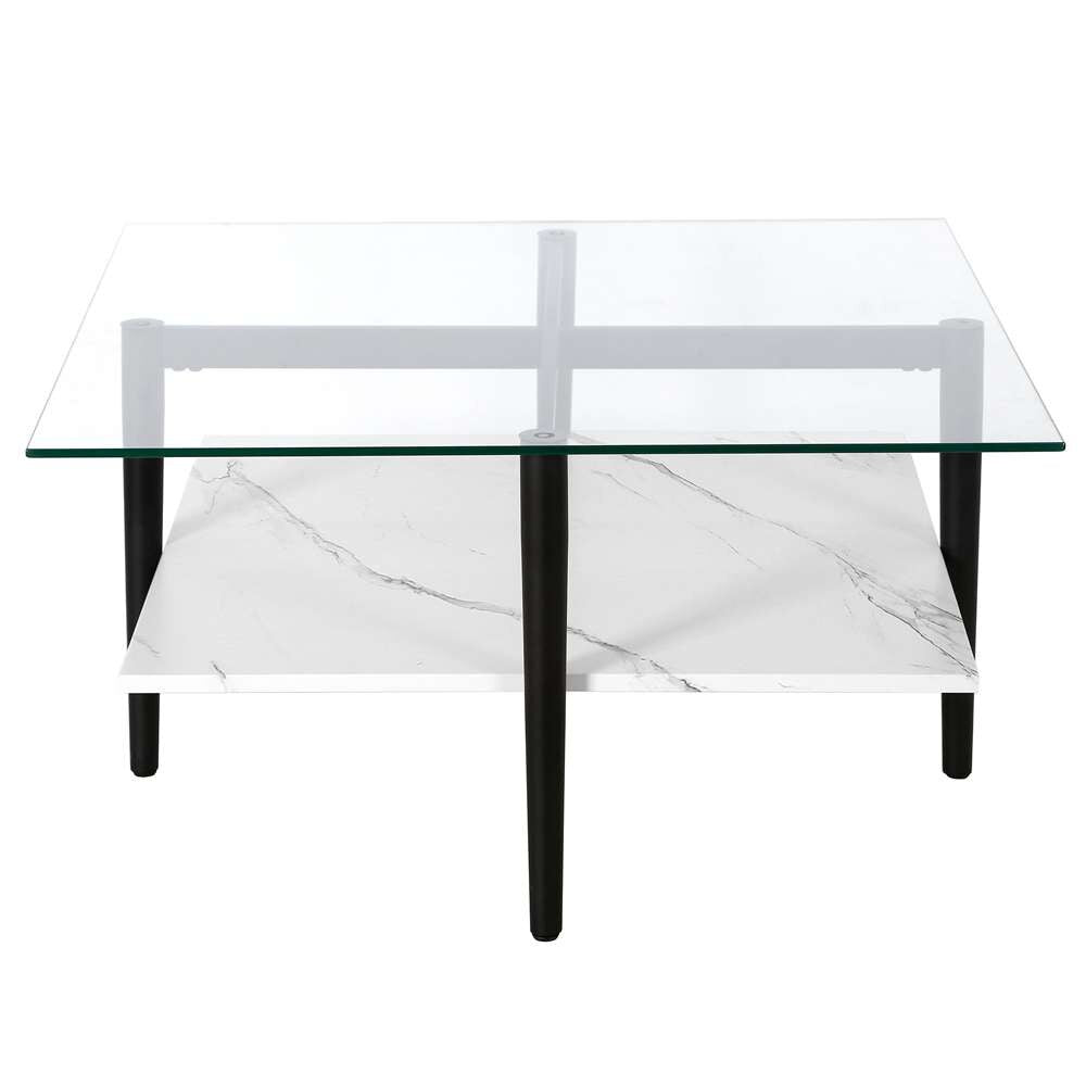 Hudson & Canal - Otto 32in Wide Square Coffee Table with Faux Marble Shelf in Blackened Bronze - CT1466 veiw 3