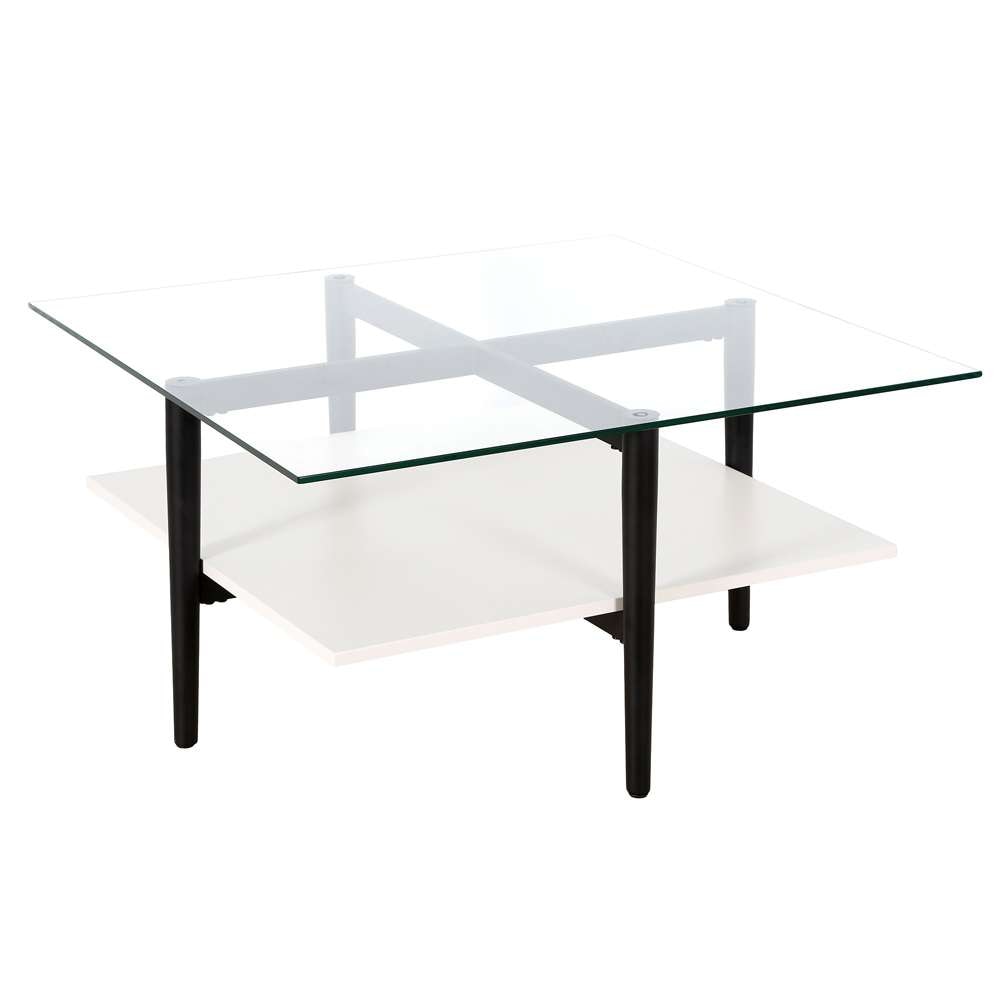 Hudson & Canal - Otto 32in Wide Square Coffee table with White Lacquer in Blackened Bronze - CT1517 veiw 1