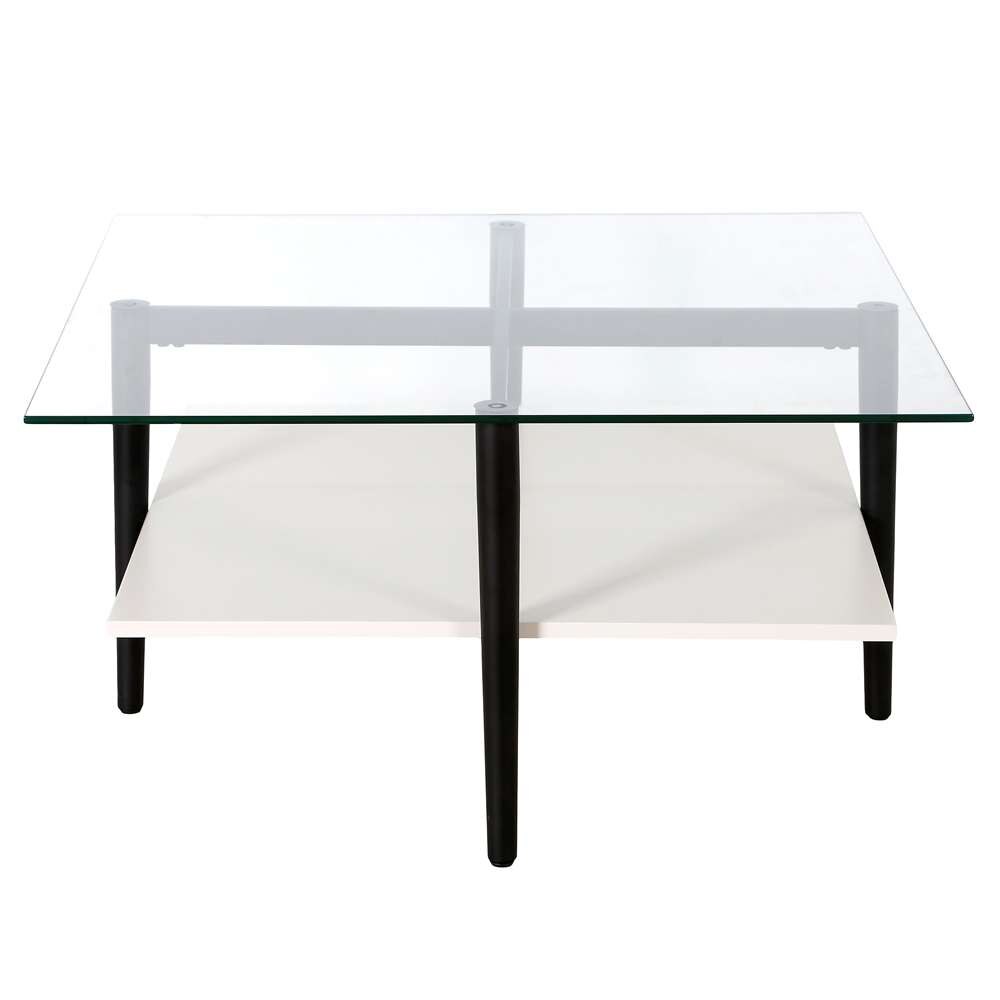 Hudson & Canal - Otto 32in Wide Square Coffee table with White Lacquer in Blackened Bronze - CT1517 veiw 3