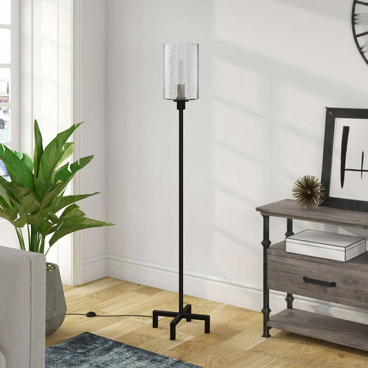 Hudson & Canal - Panos 66.25in Tall Floor Lamp with Glass Shade in Blackened Bronze/Seeded - FL0011 veiw 2