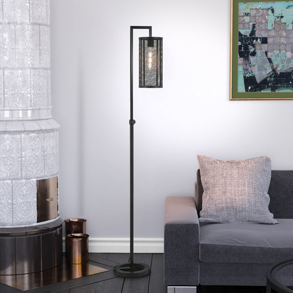 Hudson & Canal - Parthen 69.5in Tall Floor Lamp with Metal Mesh Shade in Blackened Bronze/Blackened Bronze - FL0116