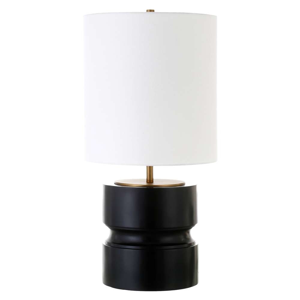 Hudson & Canal - Pax 27in Tall Table Lamp with Fabric Shade in Matte Black/Brass - TL1460 veiw 1