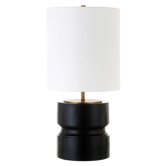 Hudson & Canal - Pax 27in Tall Table Lamp with Fabric Shade in Matte Black/Brass - TL1460 veiw 1