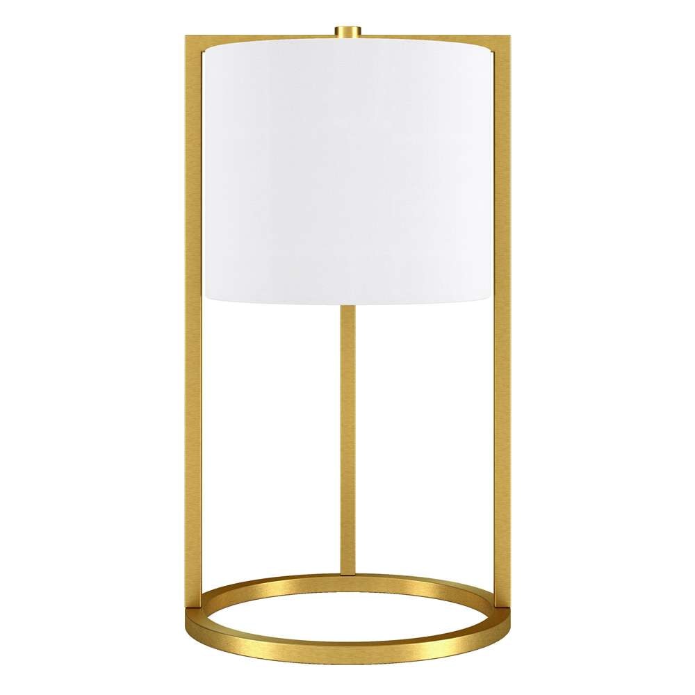 Hudson & Canal - Peyton 22in Tall Asymmetric Table Lamp with Fabric Shade in Brass/White - TL0909 veiw 1