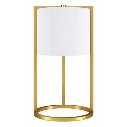 Hudson & Canal - Peyton 22in Tall Asymmetric Table Lamp with Fabric Shade in Brass/White - TL0909 veiw 1
