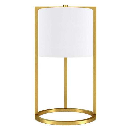 Hudson & Canal - Peyton 22in Tall Asymmetric Table Lamp with Fabric Shade in Brass/White - TL0909 veiw 1