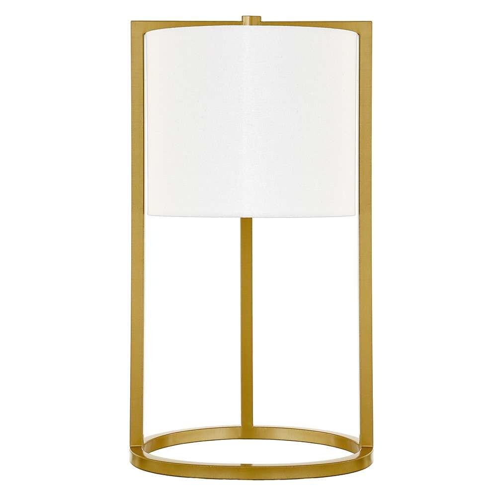 Hudson & Canal - Peyton 22in Tall Asymmetric Table Lamp with Fabric Shade in Brass/White - TL0909 veiw 3