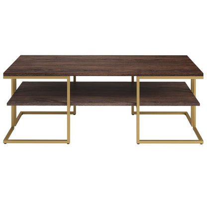 Hudson & Canal - Pike 45in Wide Rectangular Coffee Table in Brass/Alder Brown - CT1531 veiw 3