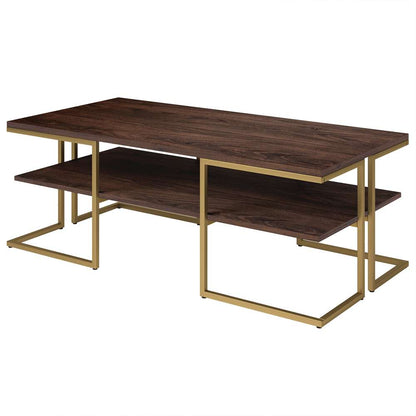 Hudson & Canal - Pike 45in Wide Rectangular Coffee Table in Brass/Alder Brown - CT1531 veiw 4