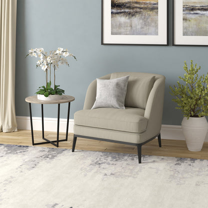 Hudson & Canal - Pivetta 22in Wide Round Side Table with MDF Top in Blackened Bronze/Antiqued Gray Oak - ST1668