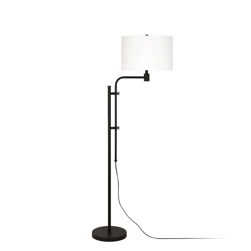 Hudson & Canal - Polly Height-Adjustable Floor Lamp with Fabric Shade in Blackened Bronze/White - FL0370 veiw 1
