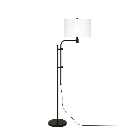 Hudson & Canal - Polly Height-Adjustable Floor Lamp with Fabric Shade in Blackened Bronze/White - FL0370 veiw 1