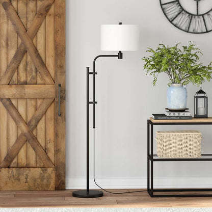 Hudson & Canal - Polly Height-Adjustable Floor Lamp with Fabric Shade in Blackened Bronze/White - FL0370 veiw 2