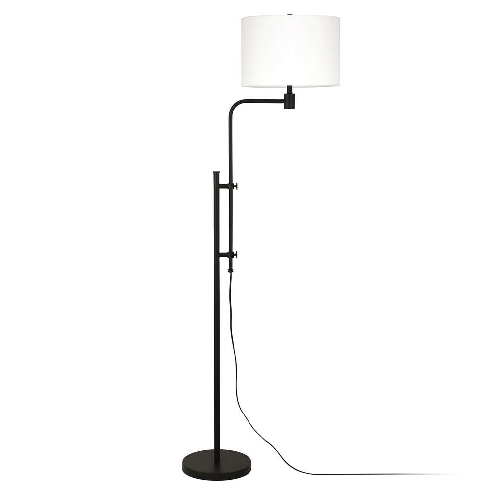 Hudson & Canal - Polly Height-Adjustable Floor Lamp with Fabric Shade in Blackened Bronze/White - FL0370 veiw 3