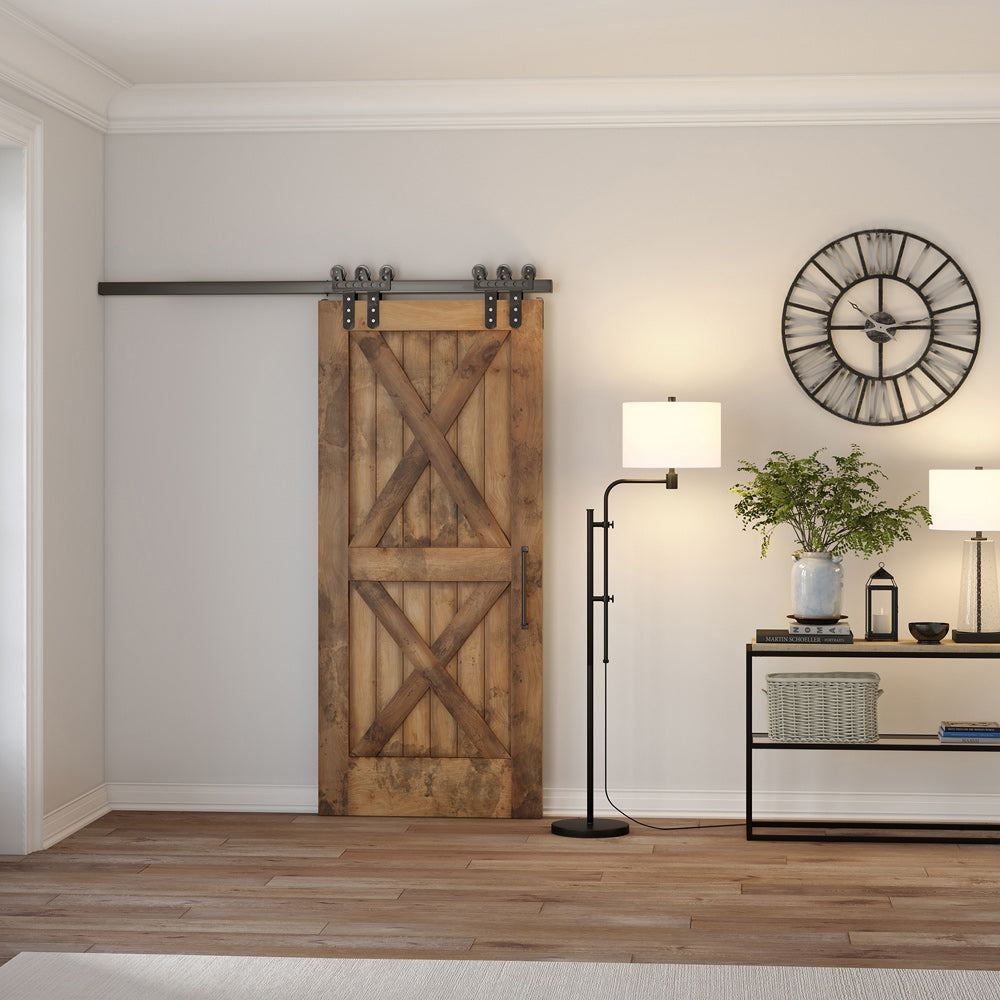 Hudson & Canal - Polly Height-Adjustable Floor Lamp with Fabric Shade in Blackened Bronze/White - FL0370