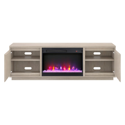Hudson & Canal - Presque Rectangular TV Stand with 26in Crystal Fireplace for TVs up to 75in in Alder White - TV2316
