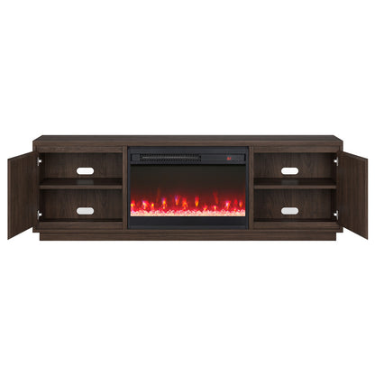 Hudson & Canal - Presque Rectangular TV Stand with 26in Crystal Fireplace for TVs up to 75in in Satin Walnut - TV2317