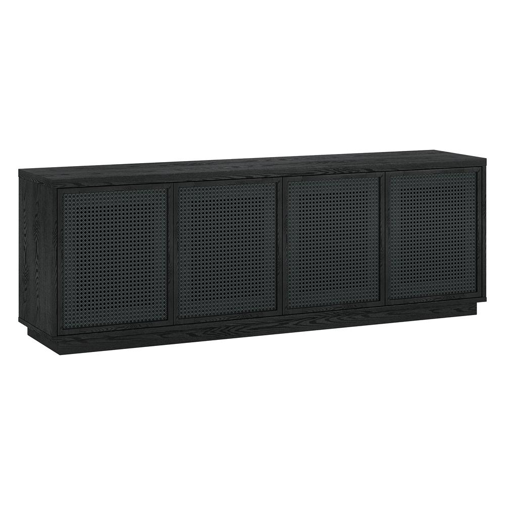 Hudson & Canal - Pryce Rectangular TV Stand for TVs up to 78in in Black Grain/Black Rattan - TV2244 veiw 1