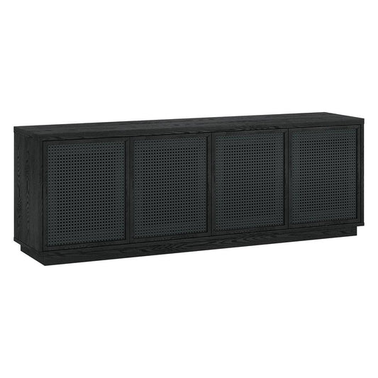 Hudson & Canal - Pryce Rectangular TV Stand for TVs up to 78in in Black Grain/Black Rattan - TV2244 veiw 1