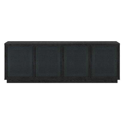 Hudson & Canal - Pryce Rectangular TV Stand for TVs up to 78in in Black Grain/Black Rattan - TV2244 veiw 2