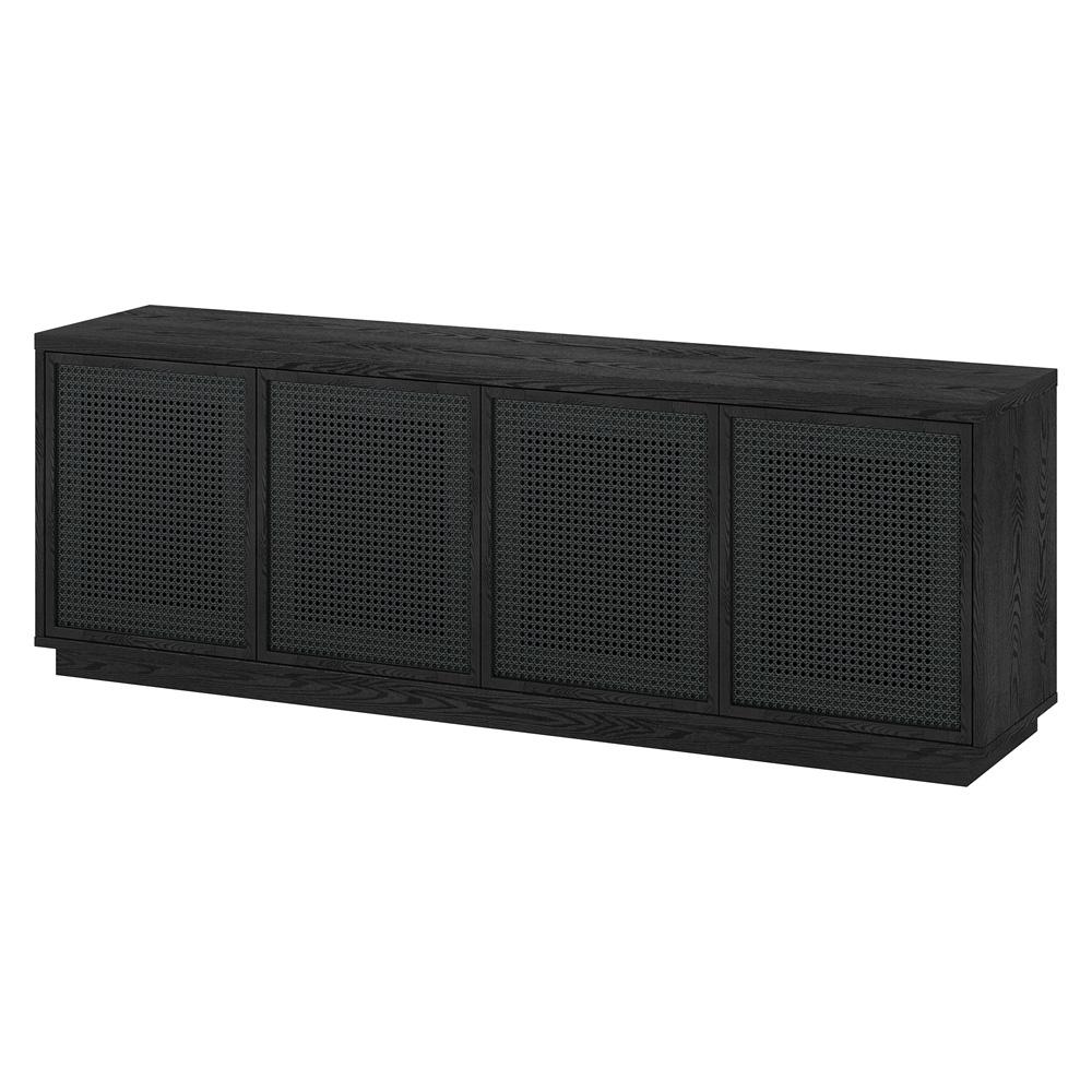 Hudson & Canal - Pryce Rectangular TV Stand for TVs up to 78in in Black Grain/Black Rattan - TV2244 veiw 3